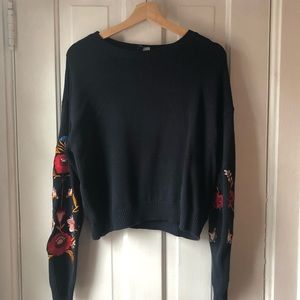 Navy sweater with embroidered sweater